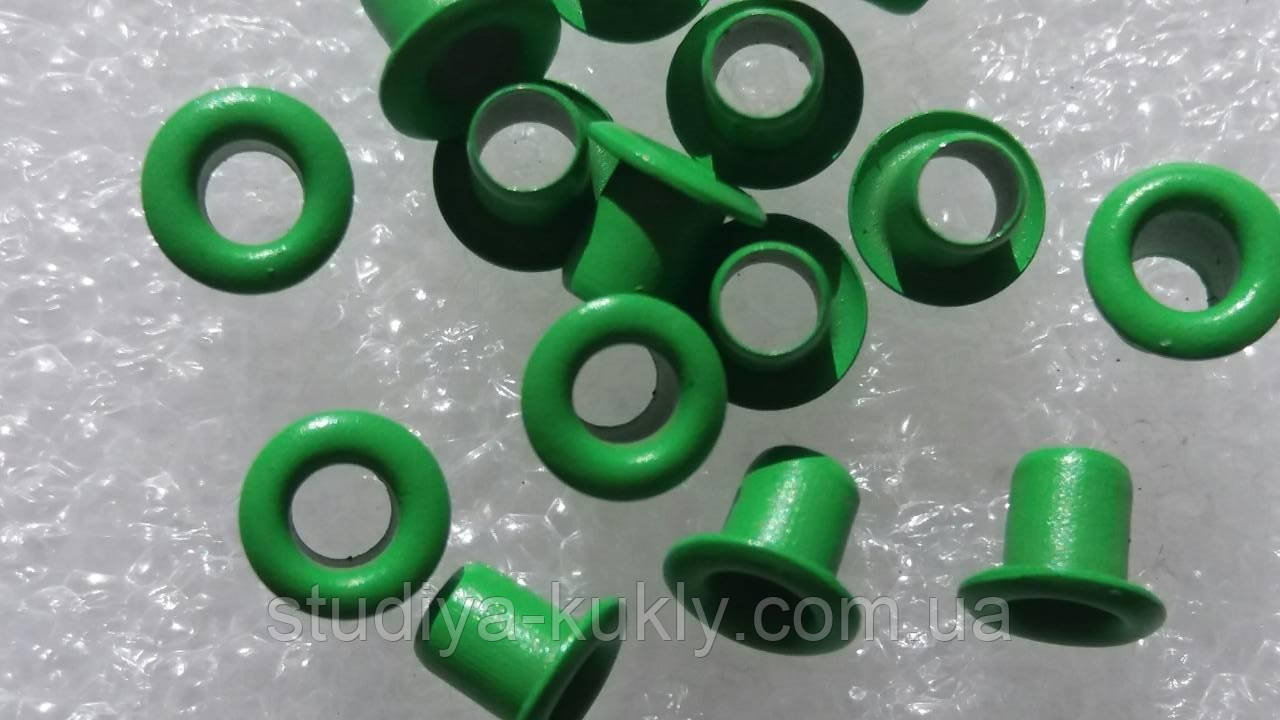 Люверс для ляльок. Зелений. №2 Діаметр капелюшка 6 мм. Діаметр ніжки 3 мм., фото 1