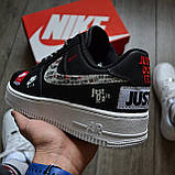 Кросівки чоловічі Nike Air Force1 07 Just Do It Pack Black Топ якість Київ, фото 3