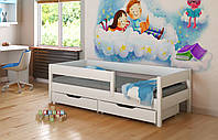 Ліжечко для дітей біле з висувними шухлядами і матрацом LukDom Mix 140х70