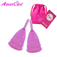 Менструальная чаша Набор размер S и L в подарочном мешочке Фиолетовая GS046