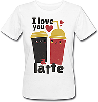 Женская футболка I Love You A Latte (белая)