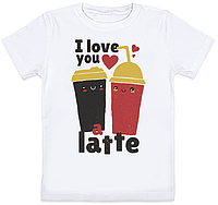 Детская футболка I Love You A Latte (белая)