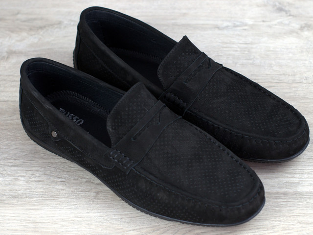 Чорні перфоровані замшеві мокасини взуття великих розмірів Rosso Avangard ETHEREAL Black Vel Perf BS 1176678444