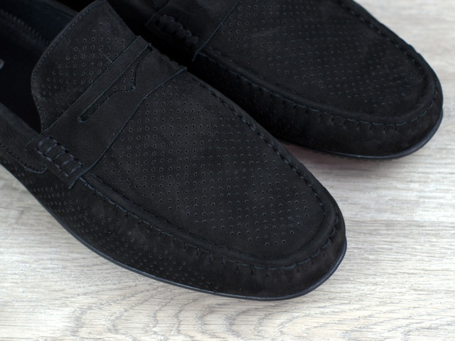 Чорні перфоровані замшеві мокасини взуття великих розмірів Rosso Avangard ETHEREAL Black Vel Perf BS 1176678444