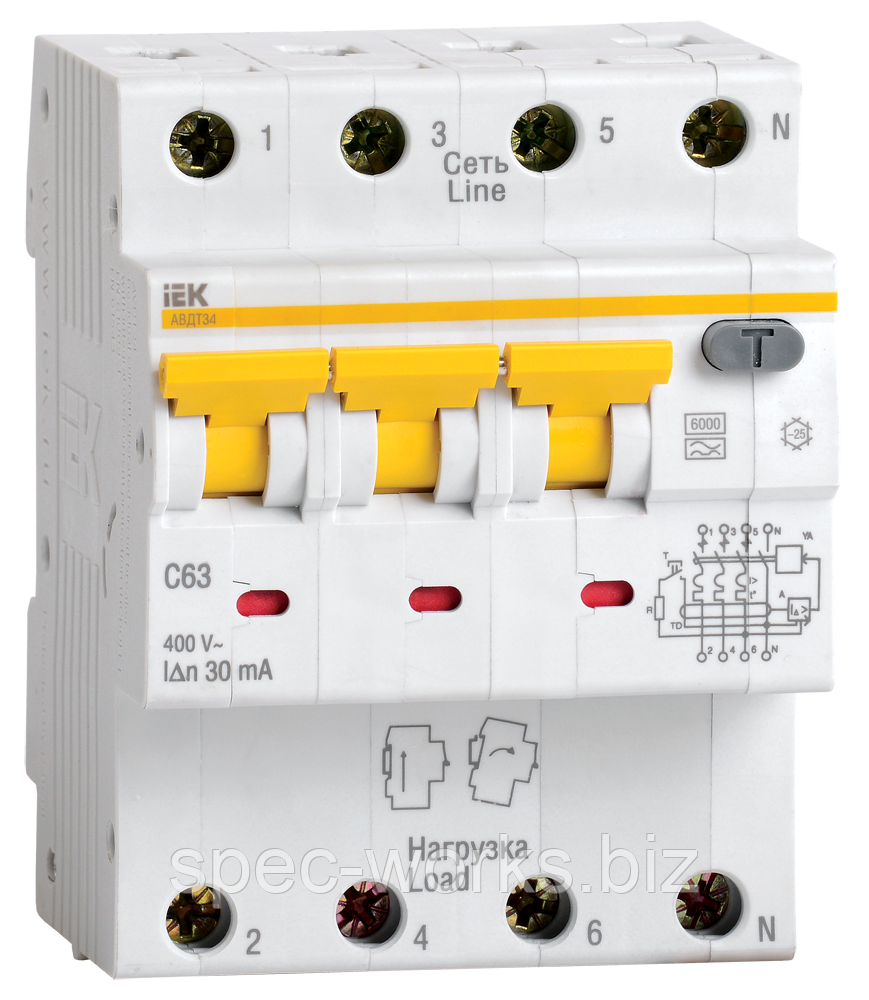 Автоматичний вимикач диференціального струму АВДТ34 C6 10мА