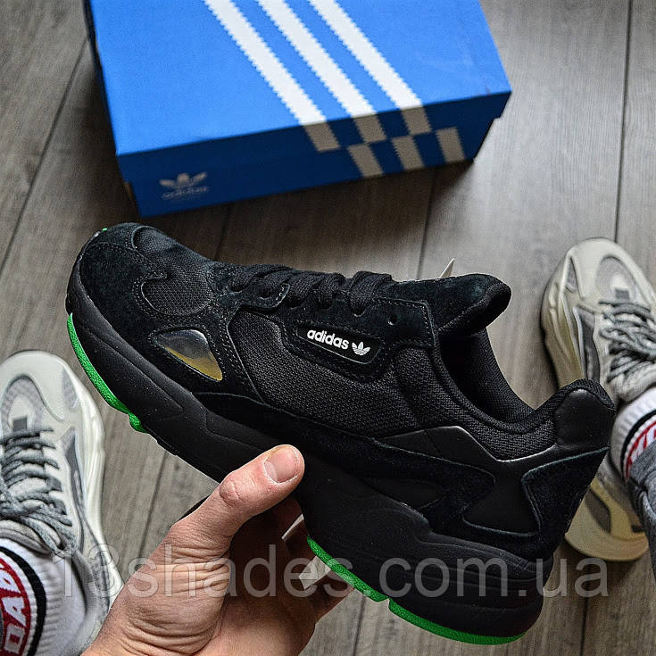 Кросівки чоловічі бігові Falcon Black&Green Адідас фалкон  Топ якість Київ