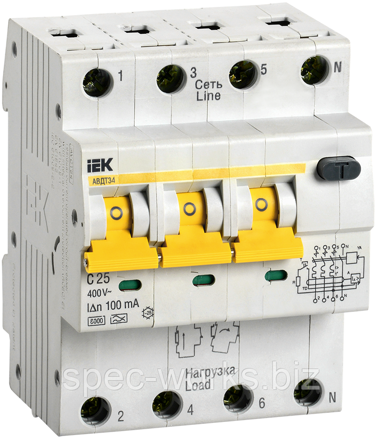 Автоматичний вимикач диференціального струму АВДТ34 C25 100 мА