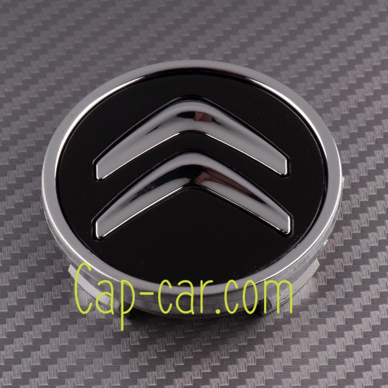 Ковпачки, заглушки для литих дисків Citroen. 542170. чорний + хром (60 мм)