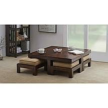 Комплект м'яких меблів "Свенг", комплект дерев'яних меблів, меблі для вітальні, столик журнальний і пуфи, фото 3