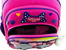 Рюкзак шкільний для дівчинки ортопедичний каркасний 1-4 класу Winner One Мишата 7004 рожевий 29*17*36 см, фото 3