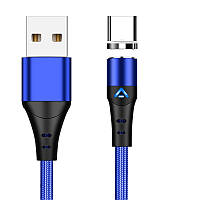 Магнитный кабель для быстрой зарядки и передачи данных Greenport M12A3 3.0A для USB Type-C Blue