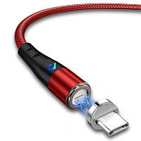 Магнитный кабель для быстрой зарядки и передачи данных Greenport M12A3 3.0A для USB Type-C Red
