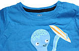 Костюм літній дитячий для хлопчиків, футболка і шорти, синій з восьминогом, зріст 74 см Фламінго, фото 3