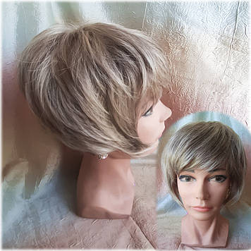 Перука боб-каре з канекалону попелясто-русявий мікс  AGATA-R8/124