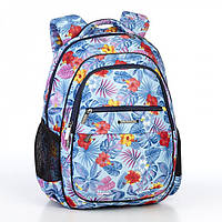 Школьный рюкзак Dolly 543 с 1- 6 класс с ортопедической спинкой для девочек голубого цвета с красивым рисунком