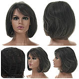 Перука каре з термоволосся 180℃ Sabrina AT мелірування сивий колір, фото 5