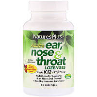 Nature's Plus, пробіотики для дорослих «Вухо, Горло, Нос» зі смаком вишні, 60 таблеток