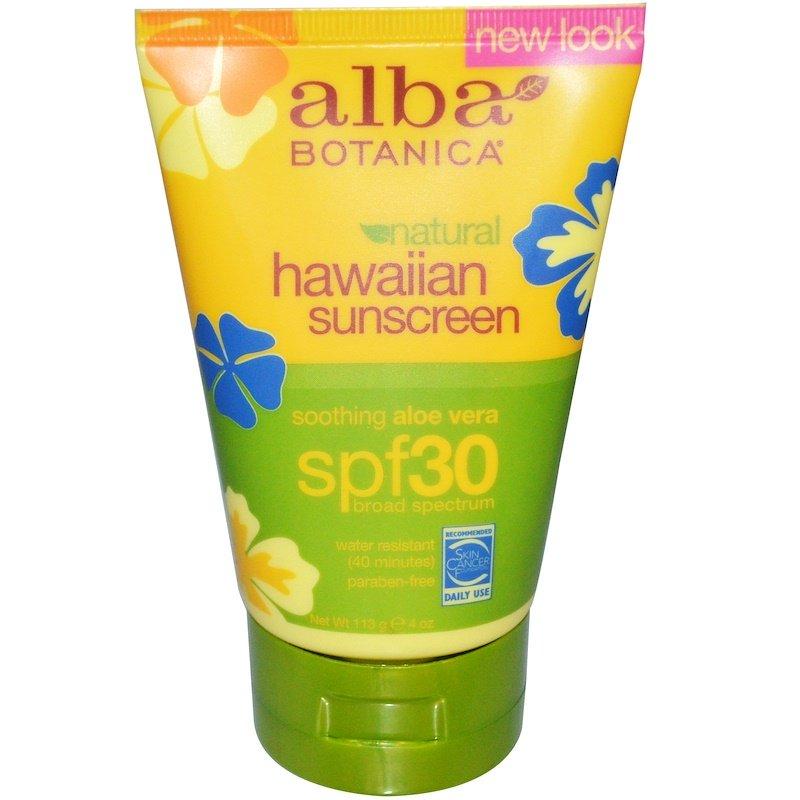 Alba Botanica, Натуральний Гавайський сонцезахисний крем, фактор захисту SPF 30, 4 рідких унцій (113 г)