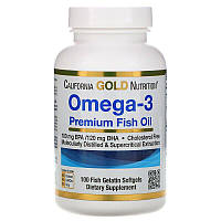 California Gold Nutrition, Омега-3, рыбий жир премиального качества, 100 капсул Made in USA