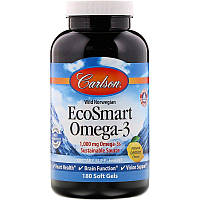 Carlson Labs, EcoSmart Omega-3, натуральний ароматизатор «Лимон», 1000 мг, 180 м'яких таблеток