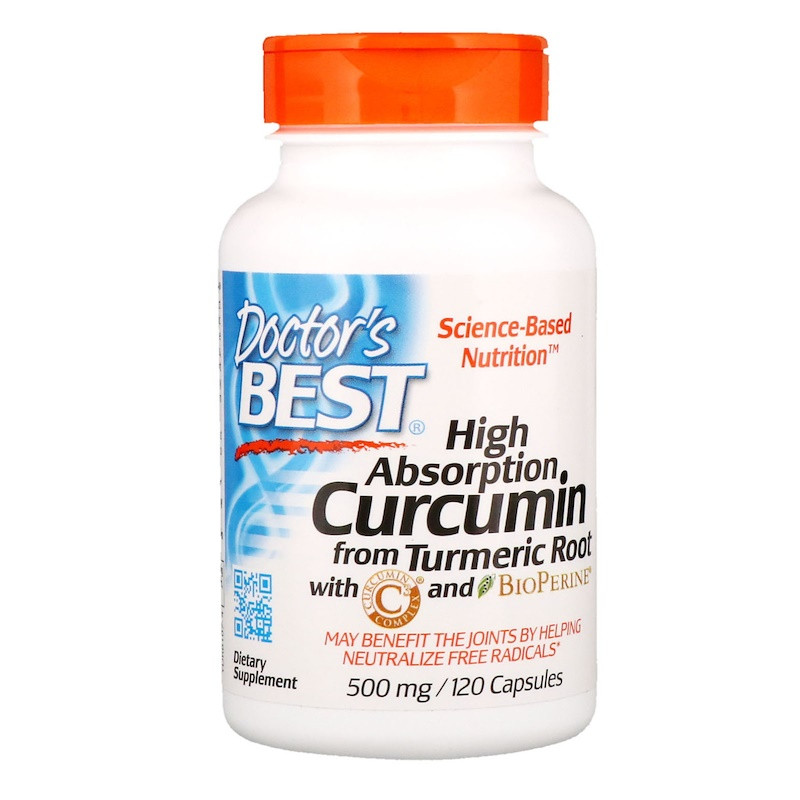 Doctor's Best, Куркумін, високий ступінь всмоктування, 500 мг, (Curcumin C3 Complex®) 120 капсул