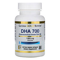 California Gold Nutrition, DHA 700 Fish Oil, риб'ячий жир, фармацевтичний сорт, 1000 мг, 30 шт.