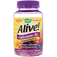 Nature's Way, Alive!, Calcium + D3, Кальцій + D3, 60 жувальних цукерок