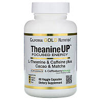 California Gold Nutrition, TheanineUP, сфокусована енергія, L-теанін і кофеїн, 60 рослинних капсул