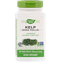 Nature's Way, Ламинария, Kelp бурые водоросли, цельный таллом, 600 мг, 180 вегетарианских капсул