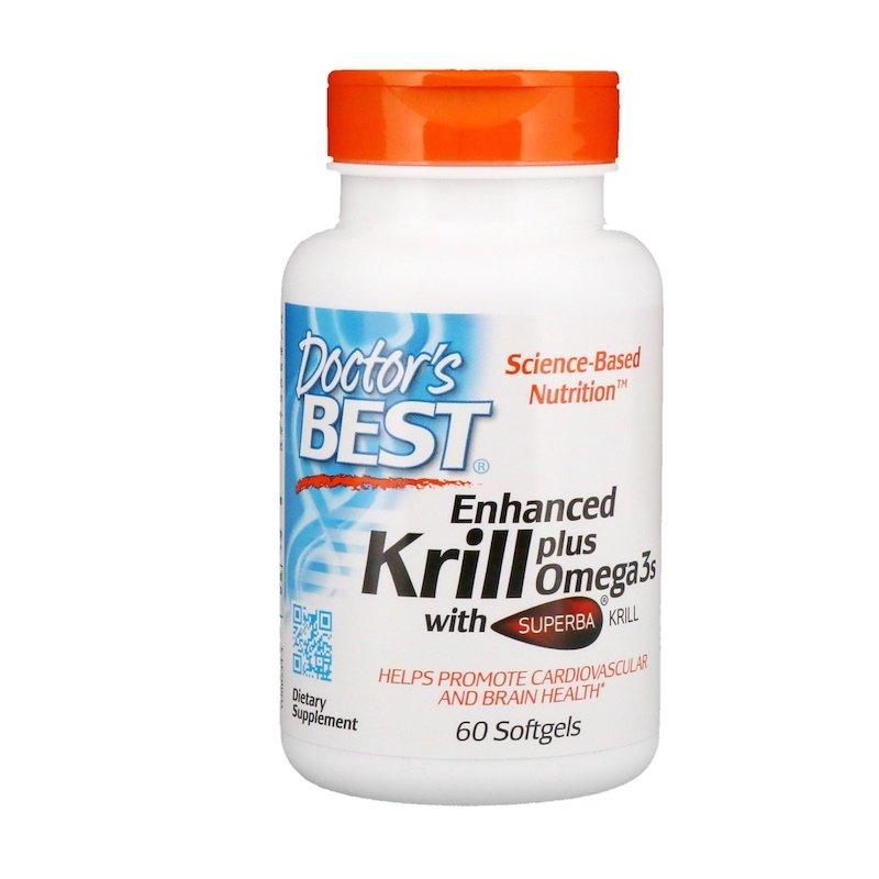 Doctor's Best, покращений криль плюс омега-3 з Superba Krill, 60 гелевих капсул