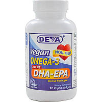 Deva, Веганська Омега-3, ДГК-ЕПК, 300 мг, 90 веганських м'яких таблеток
