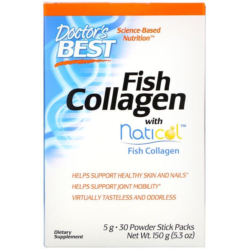 Doctor's Best, Fish Collagen with Naticol, Рибний колаген із натикалом, 30 порошкових стиків