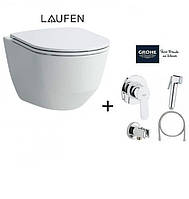 Безободковый унитаз Laufen PRO и гигиеническим душем Grohe Bau Edge 28512001