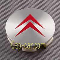 Ковпачки, заглушки для литих дисків Citroen. сірий + червоний (53/59мм)