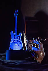 3d-світильник Гітара, 3д-нічник, кілька підсвічувань (батарейка+220В)