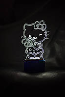 3d-светильник Хело Китти, 3д-ночник, несколько подсветок (на батарейке), подарок маленькой девочке