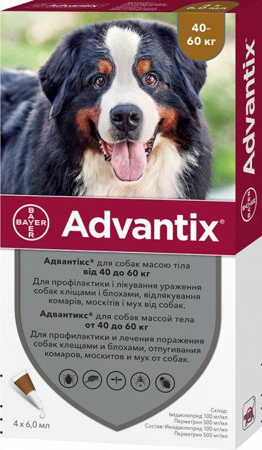 Краплі Advantix XXL на 40-60 кг (Адвантикс) для Собак від Бліх і Клейка — 1 піпетка