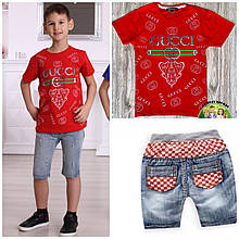 Літній костюм Gucci футболка для хлопчика і джинсові шорти