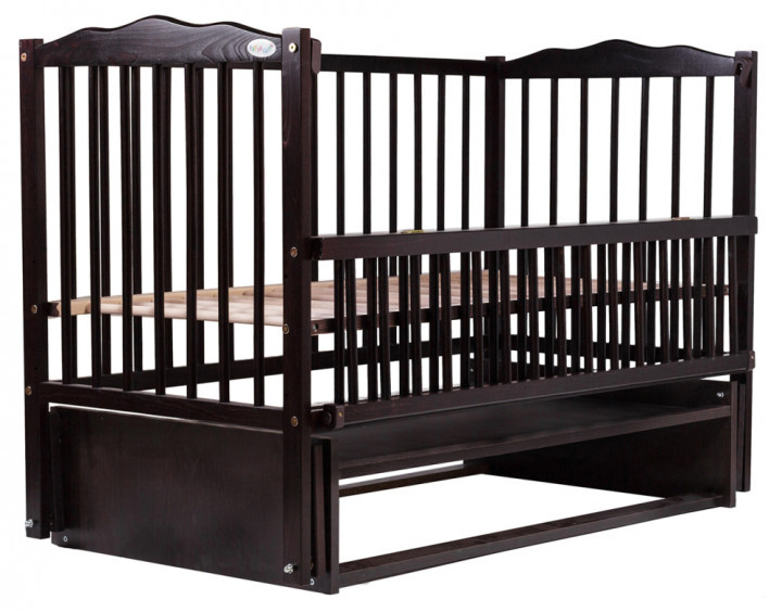 Ліжечко дитяче Babyroom Веселка маятник, відкидний пліч DVMO-2 бук венге