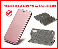 Чохол-книжка Baseus для Samsung Galaxy A01 2020 A015 шкіряний з візитницею, магнітний чохол підставка rose-gold