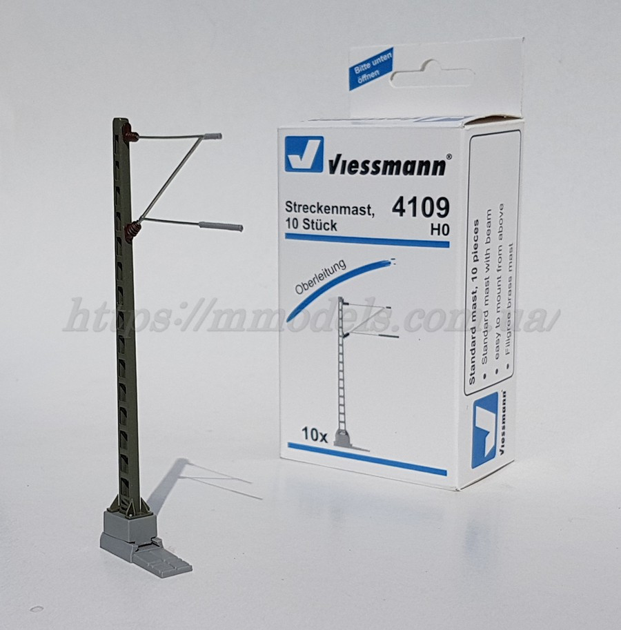 Viessmann 4109 щогла контактна мережа, комплект 10 шт., масштаб 1/87, H0