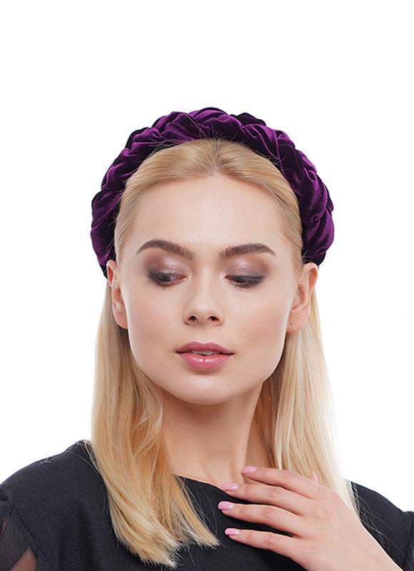 Оксамитовий обруч косичка ,,Королівський пурпур,,, фото 1