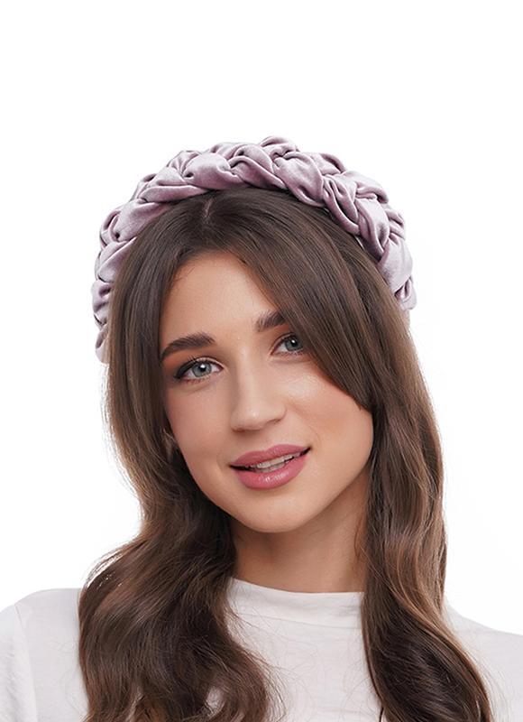 Оксамитовий обруч косичка ,,Рожеве капучино,,, фото 1