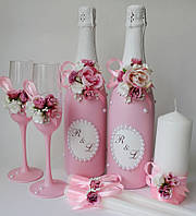 Набір весільних аксесуарів flowers bоom, рожевий