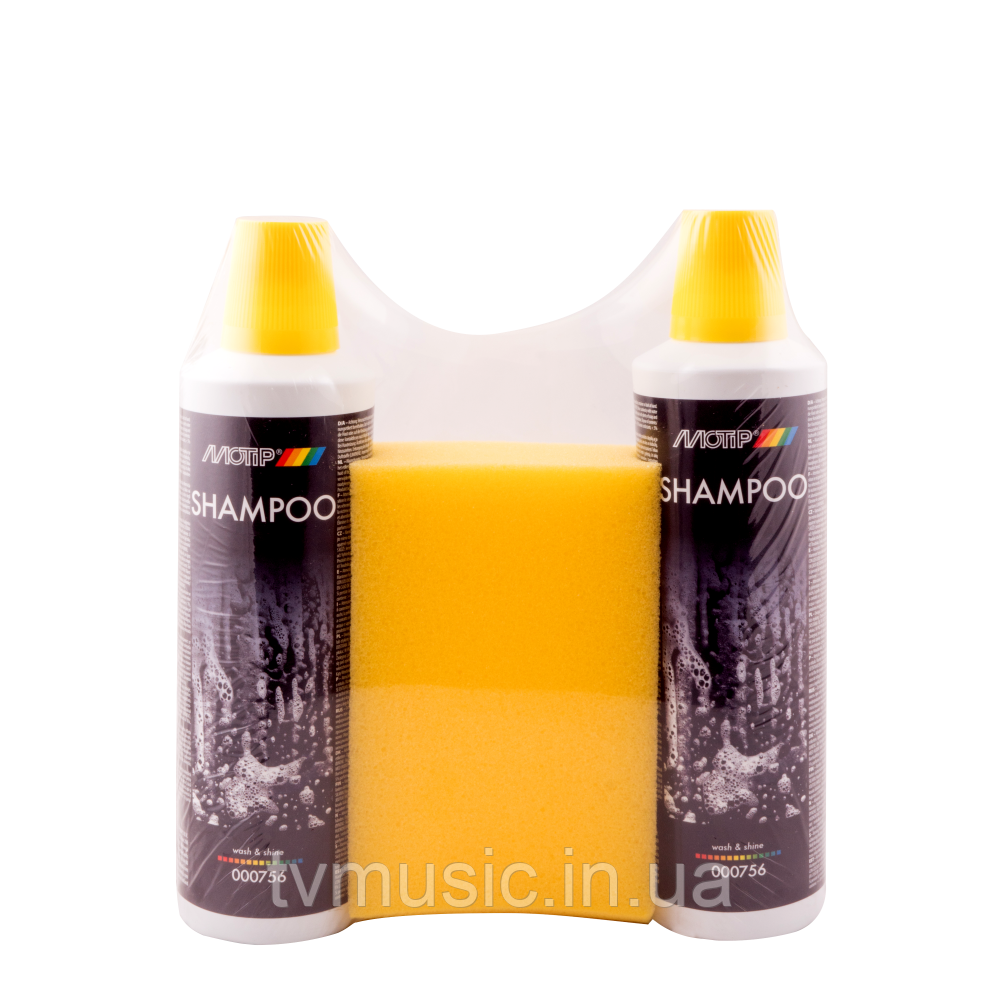 Автошампунь у комплекті з мочалкою Motip Black Line Shampoo 2х500 мл