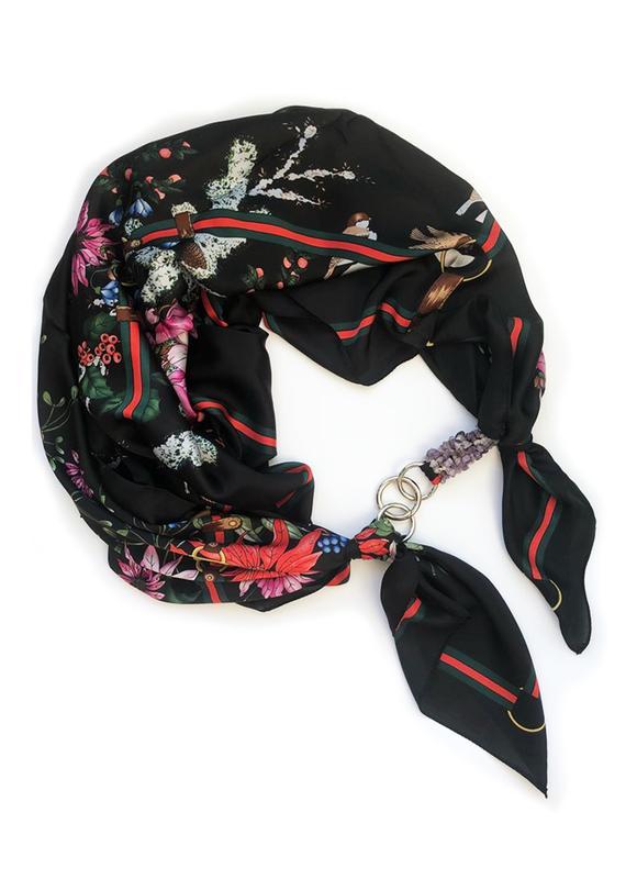 Шовкова хустка "Блек Баккара" , від бренду My Scarf,подарунок жінці
