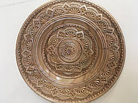 Тарелка резная сувенирная деревянная ручной работы 27,5-28 см