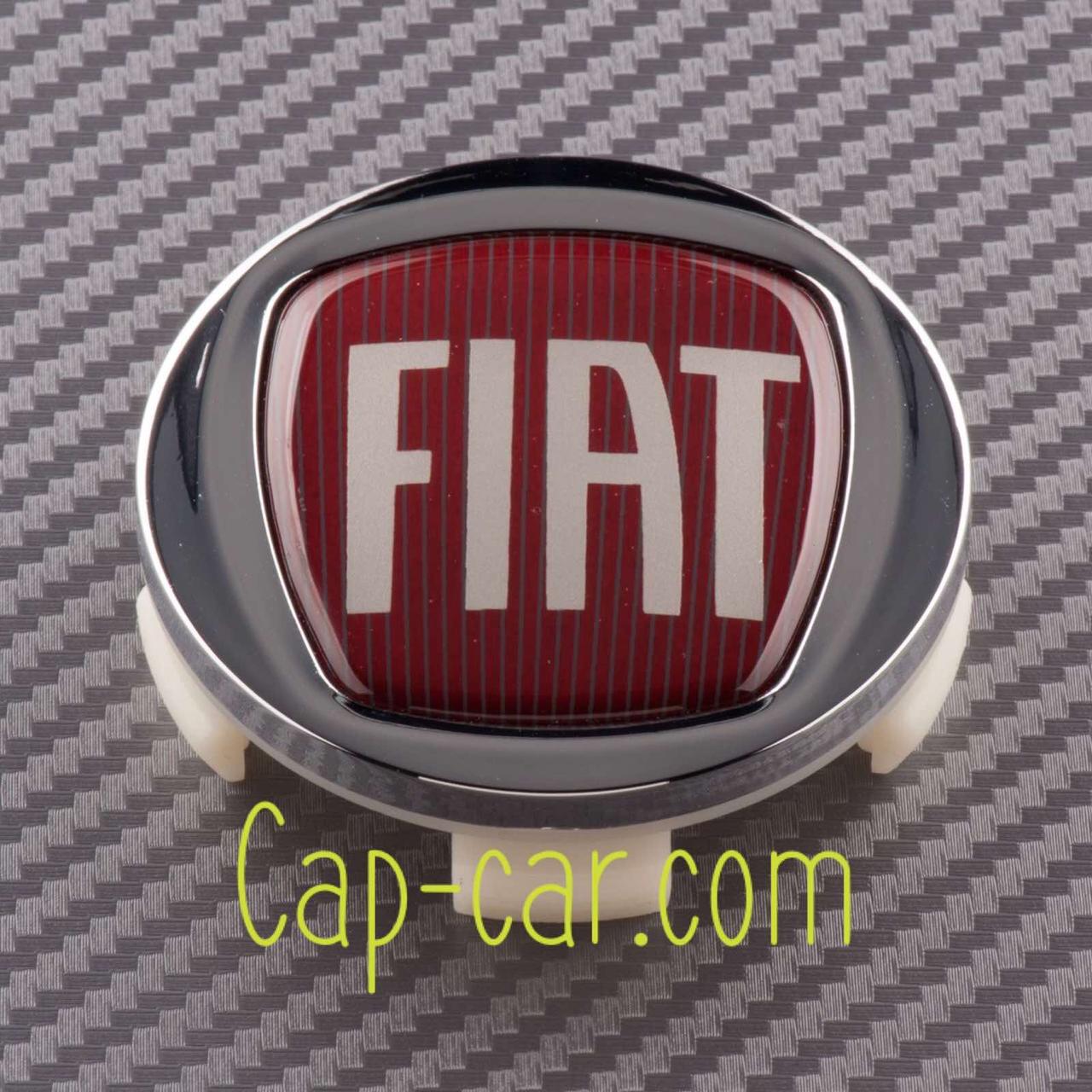 Ковпачки, заглушки для литих дисків Fiat. хром + червоний (57/60 мм)