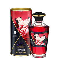Олія Shunga Aphrodisiac Warming Oil - Blazing Cherry (100 мл) без цукру, смачний ( SO2493 ) Feromon