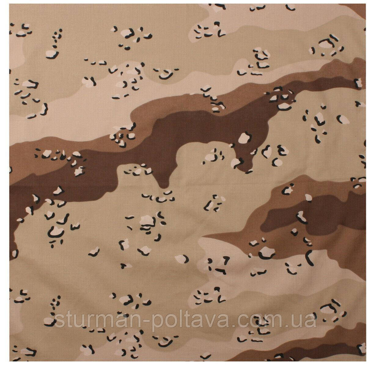 Бандана велика камуфляж 6 Desert розміри 70 х70 см бавовна Rotcho США, фото 1
